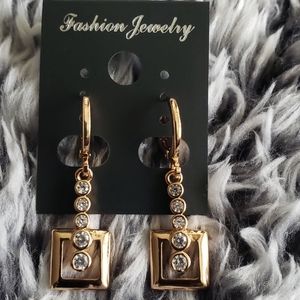 18K Yellow gold-filled square earrings